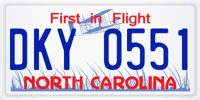 NC license plate DKY0551