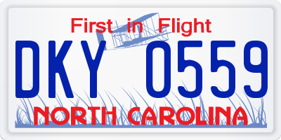 NC license plate DKY0559