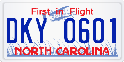 NC license plate DKY0601