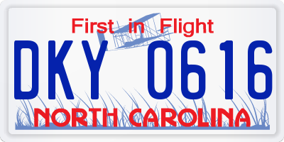 NC license plate DKY0616