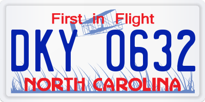 NC license plate DKY0632
