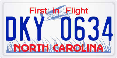 NC license plate DKY0634
