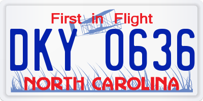 NC license plate DKY0636