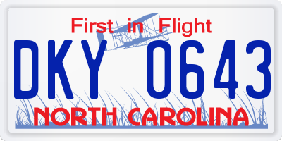 NC license plate DKY0643