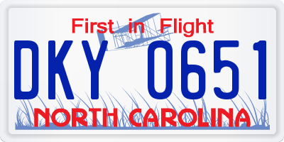NC license plate DKY0651