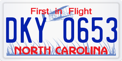 NC license plate DKY0653