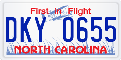 NC license plate DKY0655