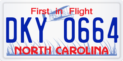 NC license plate DKY0664