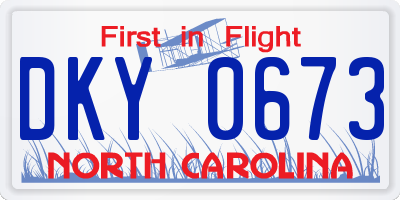 NC license plate DKY0673