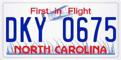 NC license plate DKY0675