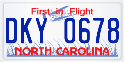 NC license plate DKY0678