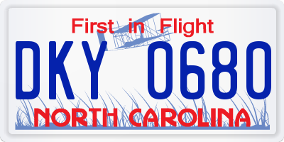 NC license plate DKY0680