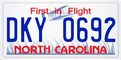 NC license plate DKY0692