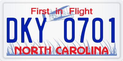 NC license plate DKY0701