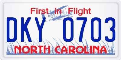 NC license plate DKY0703