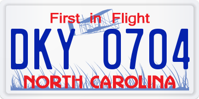 NC license plate DKY0704