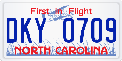 NC license plate DKY0709