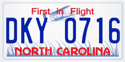 NC license plate DKY0716