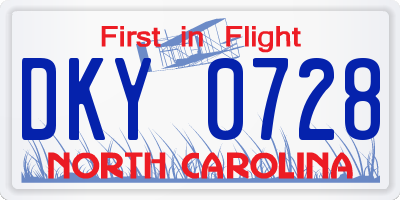 NC license plate DKY0728