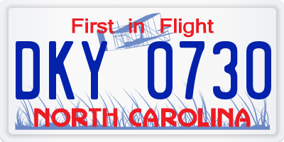 NC license plate DKY0730