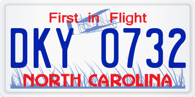 NC license plate DKY0732