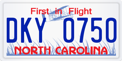 NC license plate DKY0750
