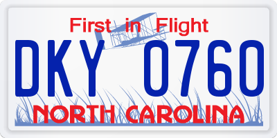 NC license plate DKY0760