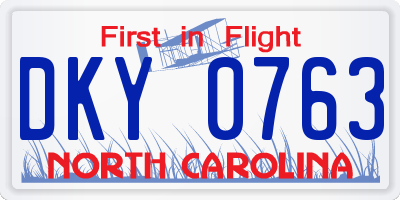 NC license plate DKY0763