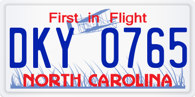 NC license plate DKY0765