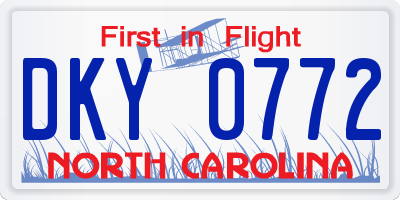 NC license plate DKY0772