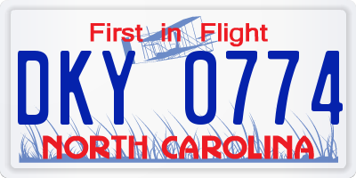 NC license plate DKY0774