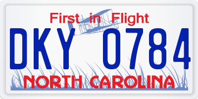 NC license plate DKY0784
