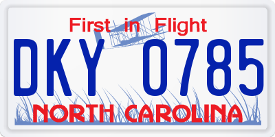 NC license plate DKY0785