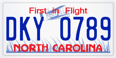 NC license plate DKY0789