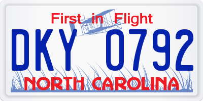 NC license plate DKY0792
