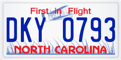 NC license plate DKY0793