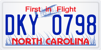 NC license plate DKY0798