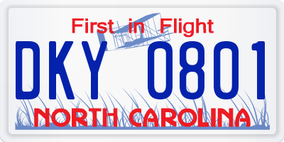 NC license plate DKY0801