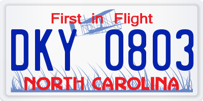 NC license plate DKY0803