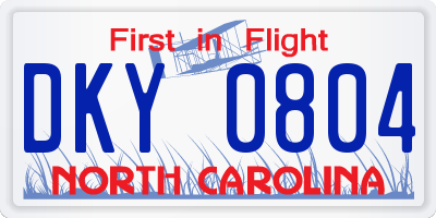 NC license plate DKY0804