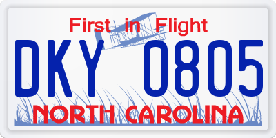 NC license plate DKY0805