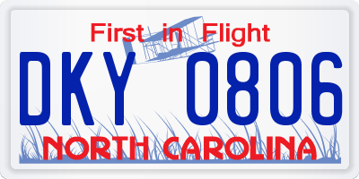 NC license plate DKY0806