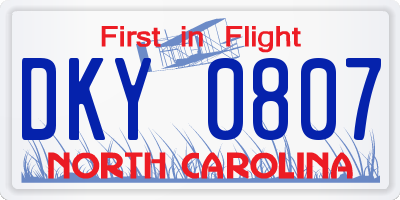 NC license plate DKY0807
