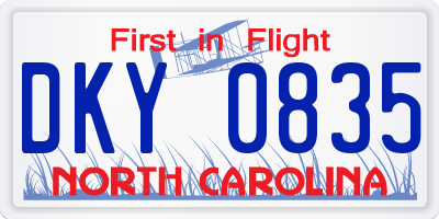 NC license plate DKY0835