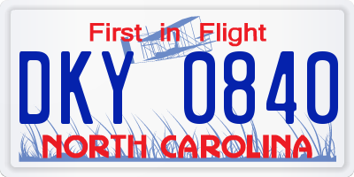 NC license plate DKY0840