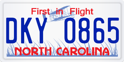 NC license plate DKY0865