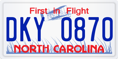 NC license plate DKY0870