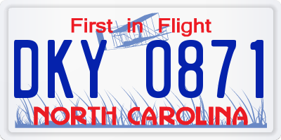 NC license plate DKY0871
