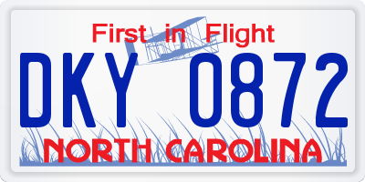 NC license plate DKY0872
