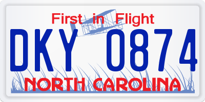 NC license plate DKY0874